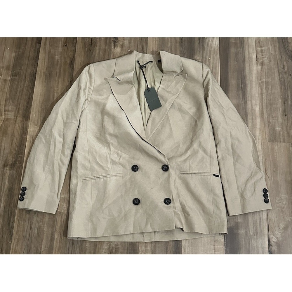 AllSaints Womens Blazer Beige Size 8 Petra Double Breasted Notch Collar 445$